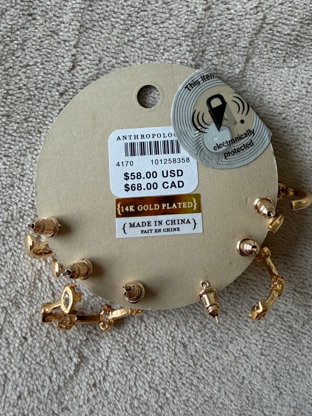 NWT Anthropologie Crystal Earrings | Set of 3 | 14K Gold Plated CZ Ear Stack - Picture 3 of 5